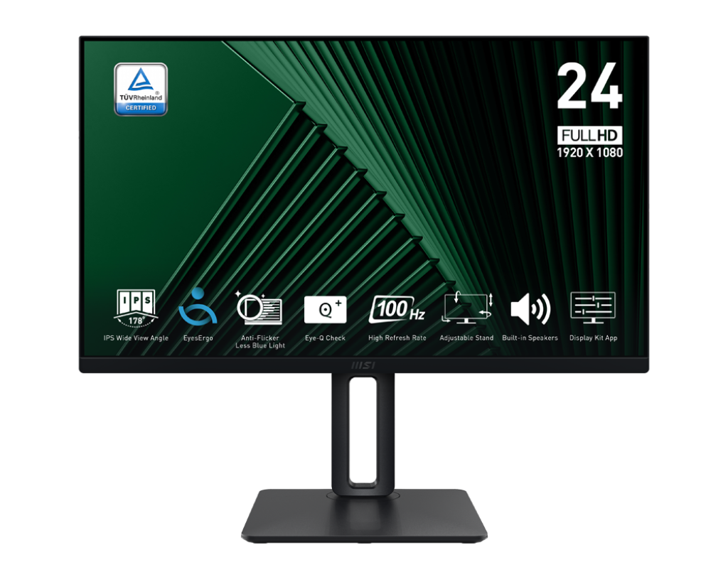 MSI PRO MP245PG 23.8" IPS FHD 100Hz állítható magasságú monitor, fekete - Image 1